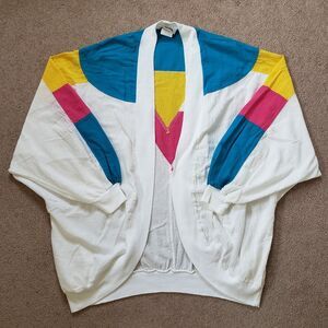 Rare Vtg 80s Jo Hardin Women's Lightweight Cardigan Jacket Colorblock Open Sz 12